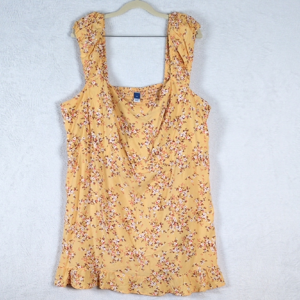 Old Navy Women's Yellow Floral Summer Smocked Mini Dress Size 3X